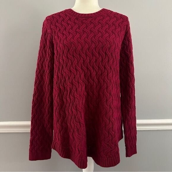 Jeanne Pierre Sweater Red Knitted Cotton Round Neck Long Sleeve size XXL - Picture 1 of 6